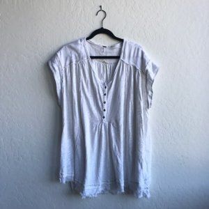 Free People Oversized White Tee Shirt - SM/P